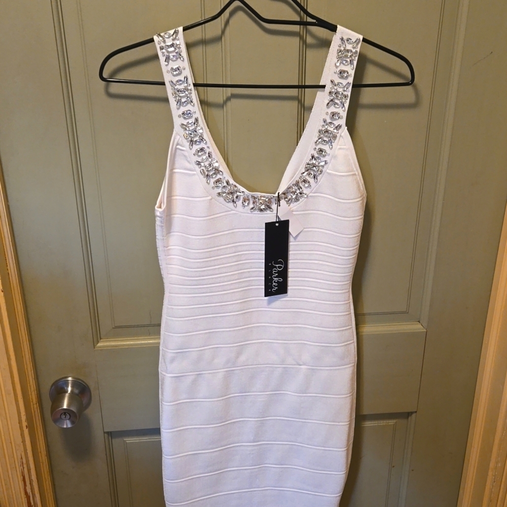 PARKER BLACK WHITE BONDAGE DRESS NWT
